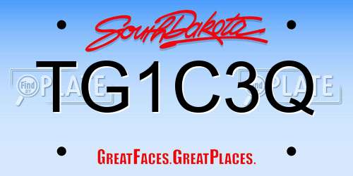 TG1C3Q South Dakota License Plate