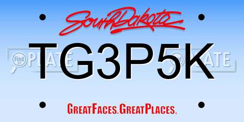 TG3P5K South Dakota License Plate