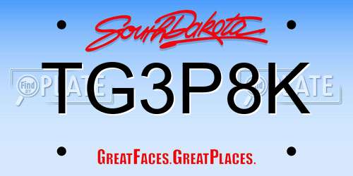 TG3P8K South Dakota License Plate