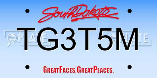 TG3T5M South Dakota License Plate