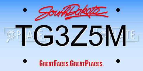 TG3Z5M South Dakota License Plate