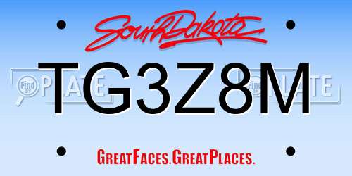 TG3Z8M South Dakota License Plate