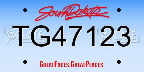 TG47123 South Dakota License Plate