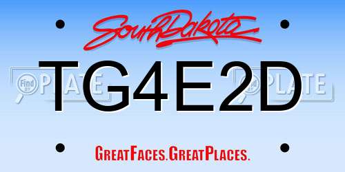 TG4E2D South Dakota License Plate