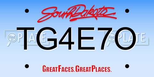 TG4E7O South Dakota License Plate