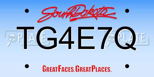 TG4E7Q South Dakota License Plate