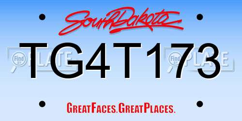 TG4T173 South Dakota License Plate