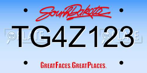 TG4Z123 South Dakota License Plate