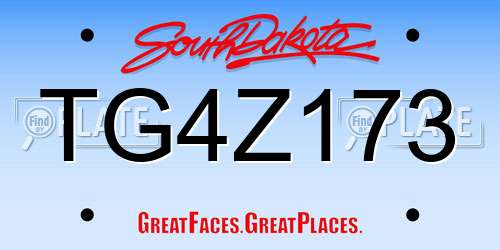 TG4Z173 South Dakota License Plate