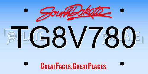 TG8V780 South Dakota License Plate