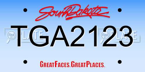 TGA2123 South Dakota License Plate
