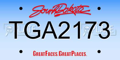 TGA2173 South Dakota License Plate