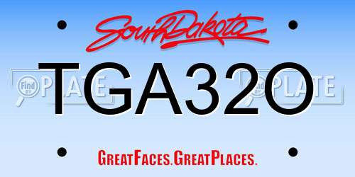 TGA32O South Dakota License Plate
