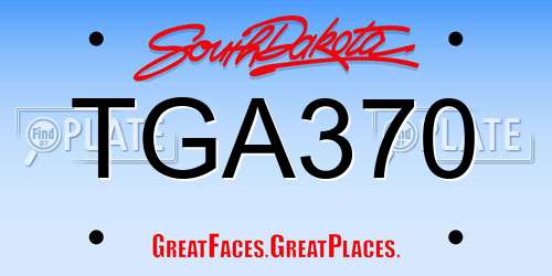 TGA370 South Dakota License Plate