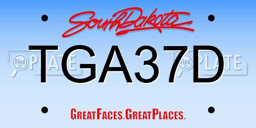 TGA37D South Dakota License Plate