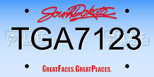 TGA7123 South Dakota License Plate