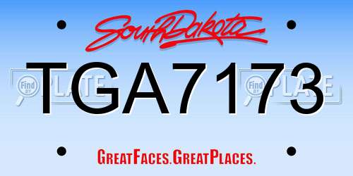 TGA7173 South Dakota License Plate