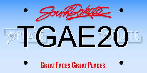 TGAE20 South Dakota License Plate