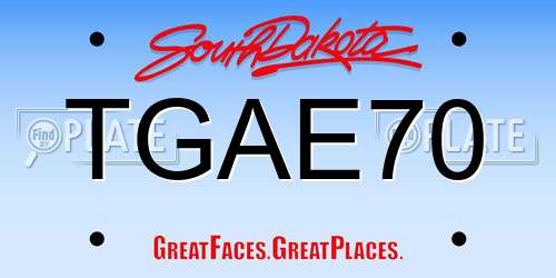 TGAE70 South Dakota License Plate