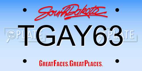 TGAY63 South Dakota License Plate