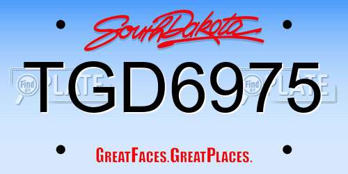 TGD6975 South Dakota License Plate