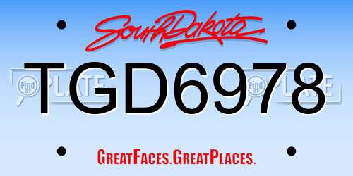 TGD6978 South Dakota License Plate