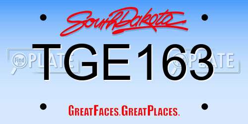 TGE163 South Dakota License Plate