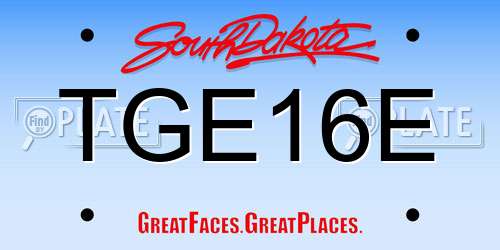 TGE16E South Dakota License Plate
