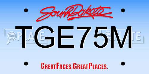 TGE75M South Dakota License Plate