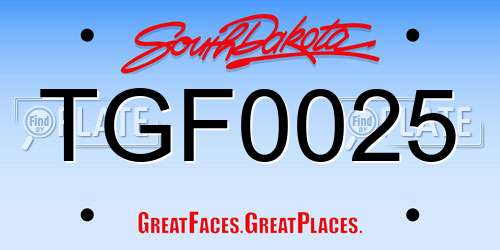 TGF0025 South Dakota License Plate