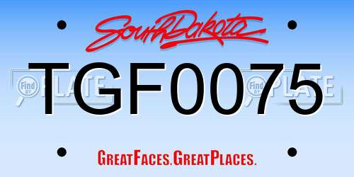 TGF0075 South Dakota License Plate