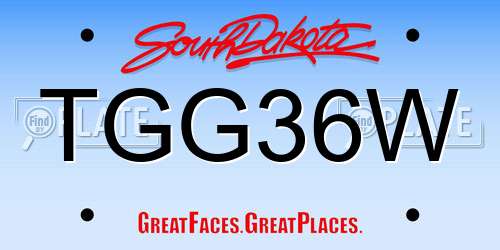TGG36W South Dakota License Plate