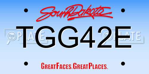 TGG42E South Dakota License Plate