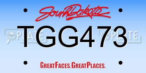 TGG473 South Dakota License Plate