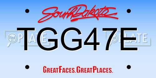 TGG47E South Dakota License Plate