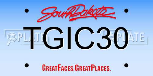 TGIC30 South Dakota License Plate