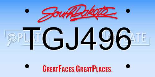 TGJ496 South Dakota License Plate