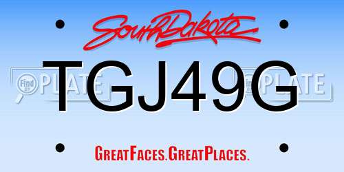 TGJ49G South Dakota License Plate