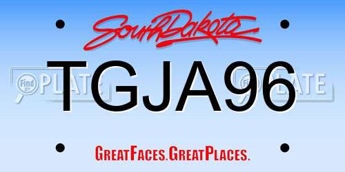 TGJA96 South Dakota License Plate