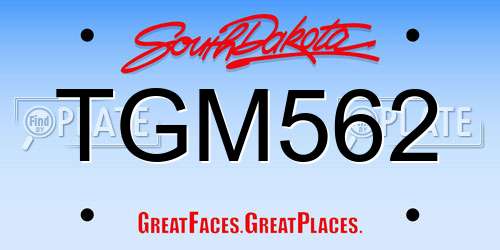 TGM562 South Dakota License Plate