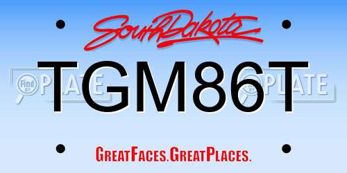 TGM86T South Dakota License Plate