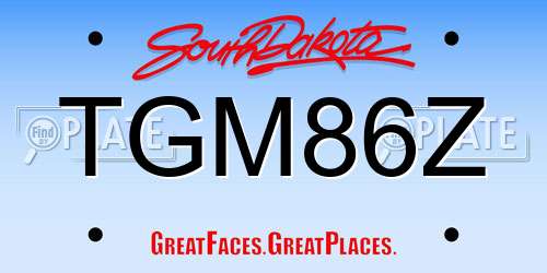 TGM86Z South Dakota License Plate