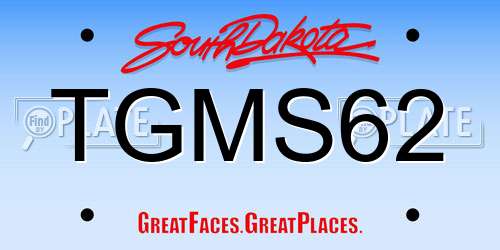 TGMS62 South Dakota License Plate