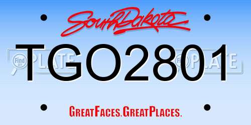 TGO2801 South Dakota License Plate