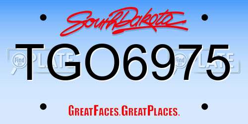 TGO6975 South Dakota License Plate