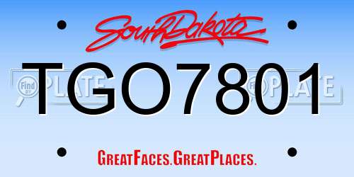 TGO7801 South Dakota License Plate