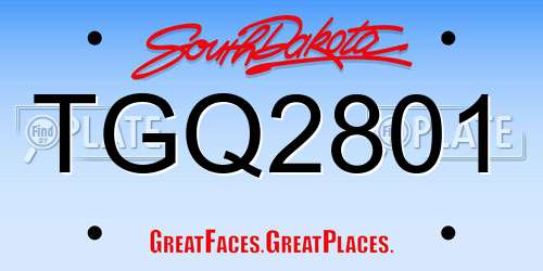 TGQ2801 South Dakota License Plate