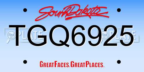 TGQ6925 South Dakota License Plate