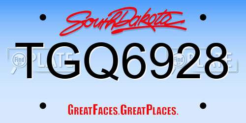 TGQ6928 South Dakota License Plate