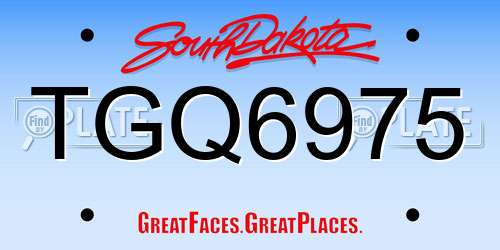 TGQ6975 South Dakota License Plate